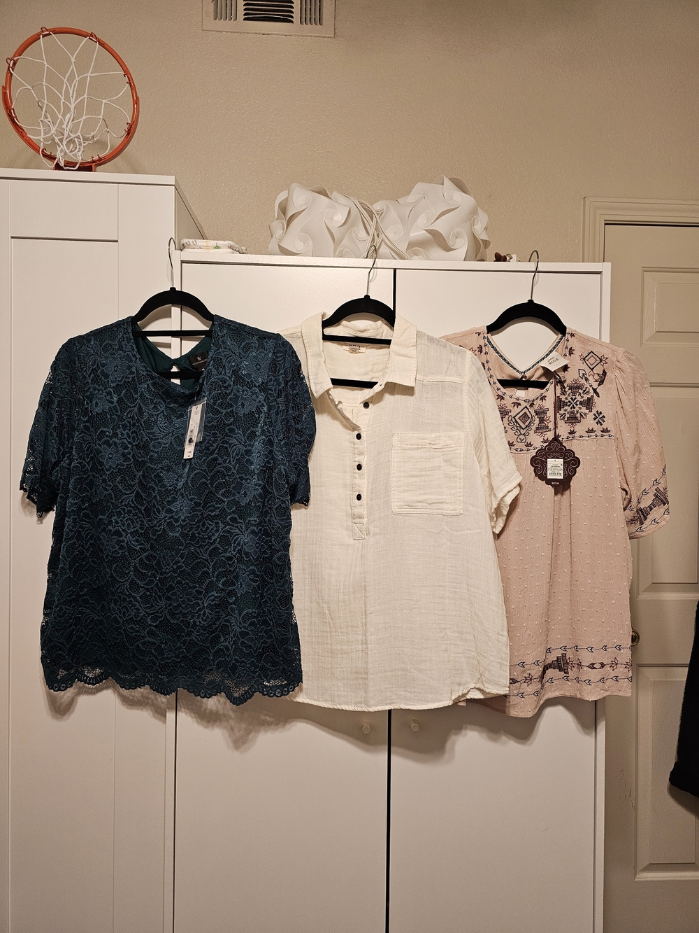jcpenney Teal Lace Short-Sleeve Top